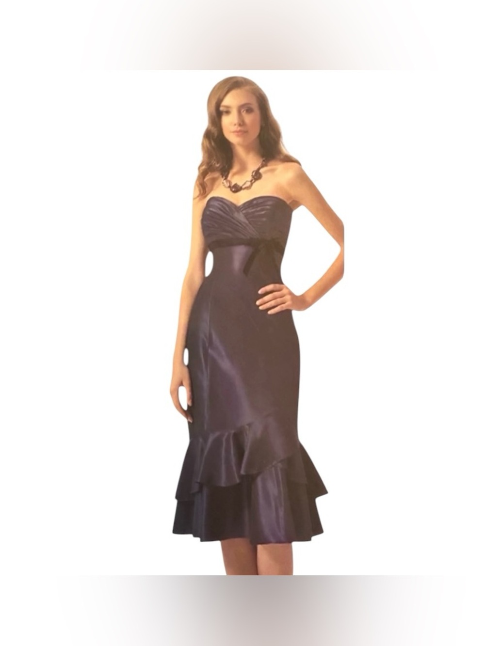 NWT BELSOIE VINTAGE PURPLE & BLACK STRAPLESS FLOUNCE DRESS SIZE 10